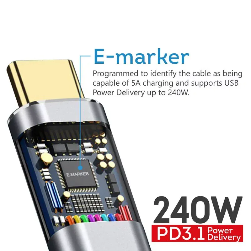 Magic-Pro ProMini PD3.1 240W Type-C to Type-C 4.0超高速螢幕線 (1.2m)
