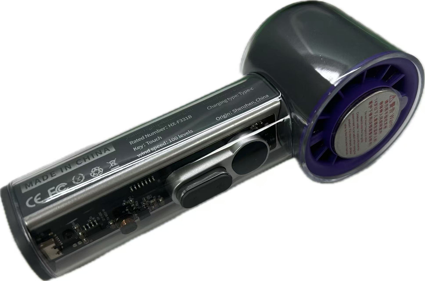 F331C 冰冷迷你手持風扇 | USB冷卻 | 桌面及戶外透明高速渦輪風扇