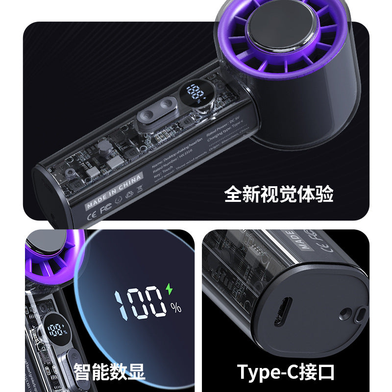 F331C 冰冷迷你手持風扇 | USB冷卻 | 桌面及戶外透明高速渦輪風扇