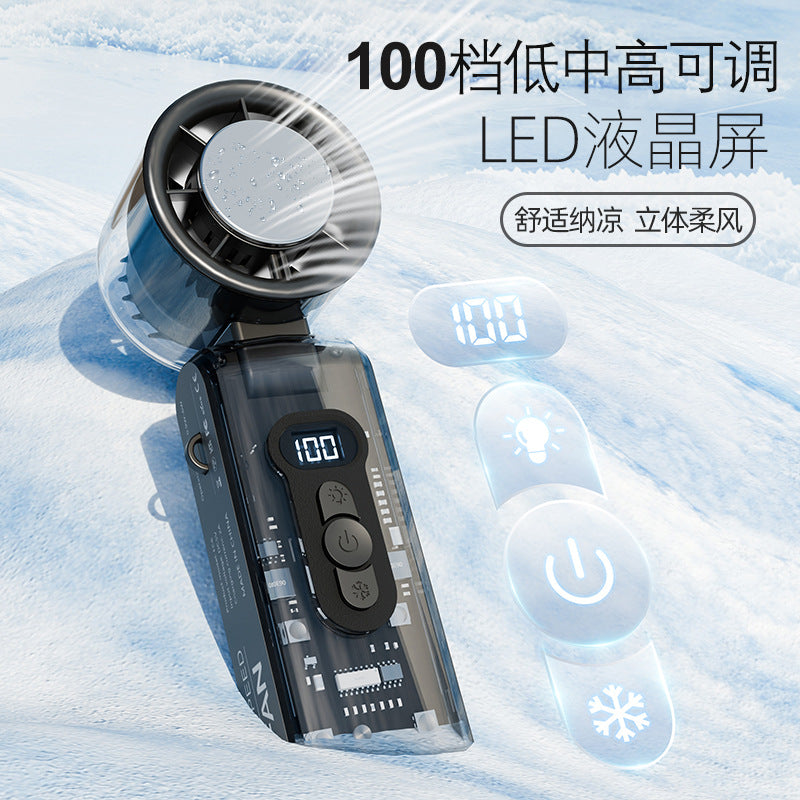 FC8 可掛頸折疊帶燈高速制冷風扇 FC8 High-Speed Semiconductor Cooling Handheld Fan – Mini USB Rechargeable Fan with Powerful Airflow & Digital Display