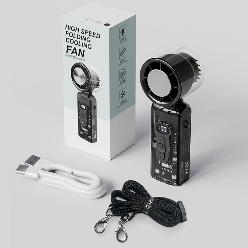 FC8 可掛頸折疊帶燈高速制冷風扇 FC8 High-Speed Semiconductor Cooling Handheld Fan – Mini USB Rechargeable Fan with Powerful Airflow & Digital Display