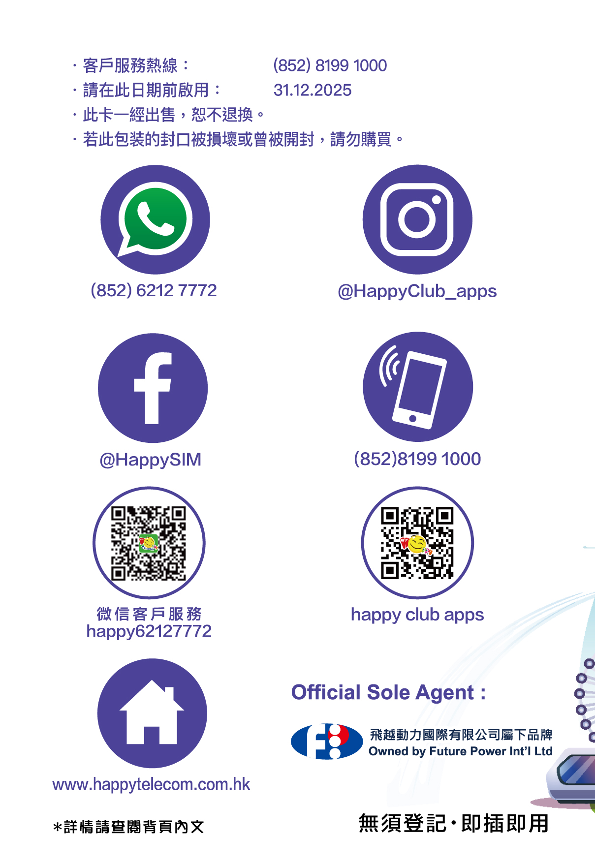 Happy Telecom 星馬泰 泰國 馬來西亞 新加坡 5G漫遊流動數據卡 15日 (FUP10GB)上網卡旅遊SIM咭 最後啟用日期 30-6-2026