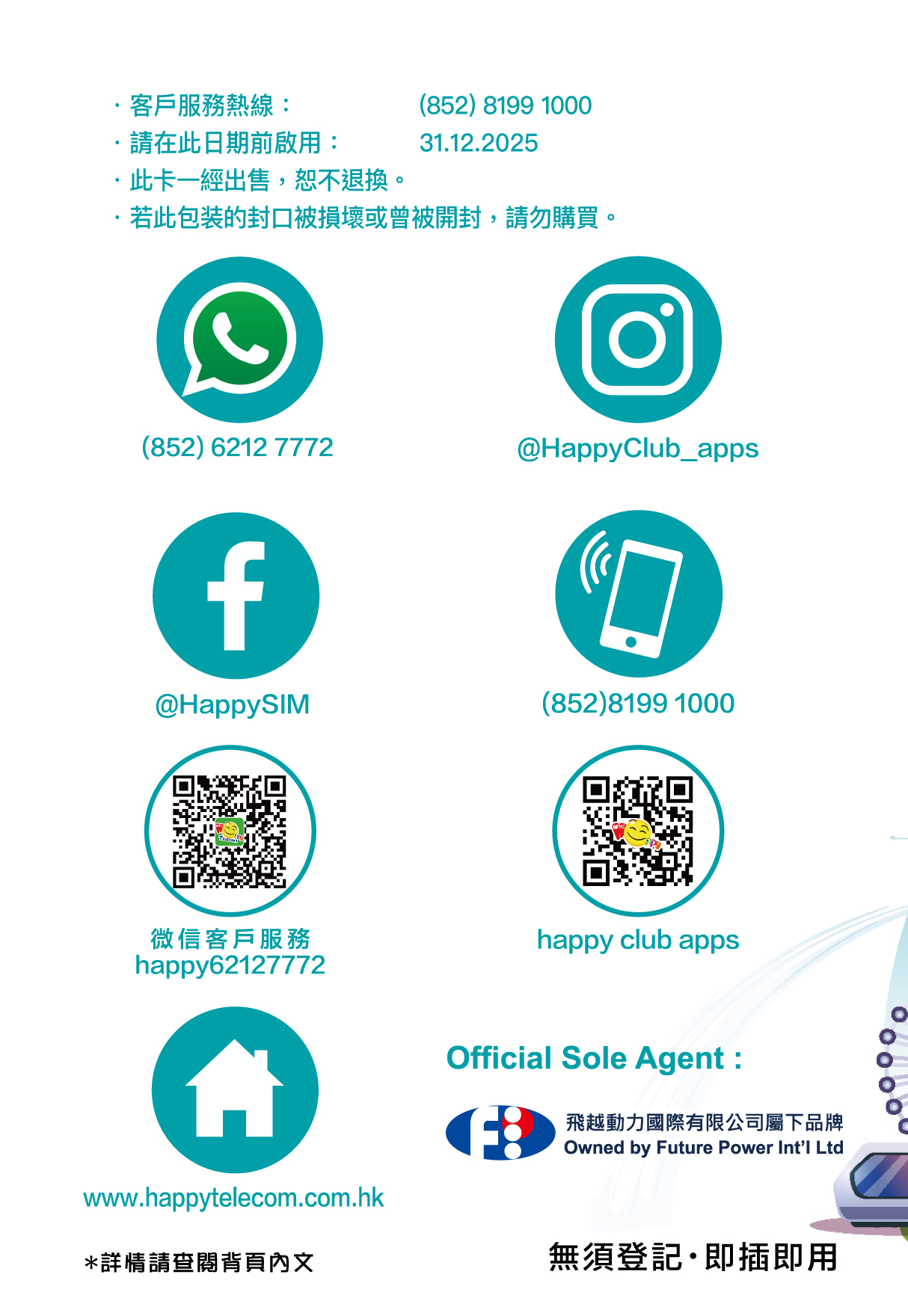 Happy Telecom 星馬泰 泰國 馬來西亞 新加坡 5G漫遊流動數據卡 5日 (FUP3GB)上網卡旅遊SIM咭 最後啟用日期 30-6-2026