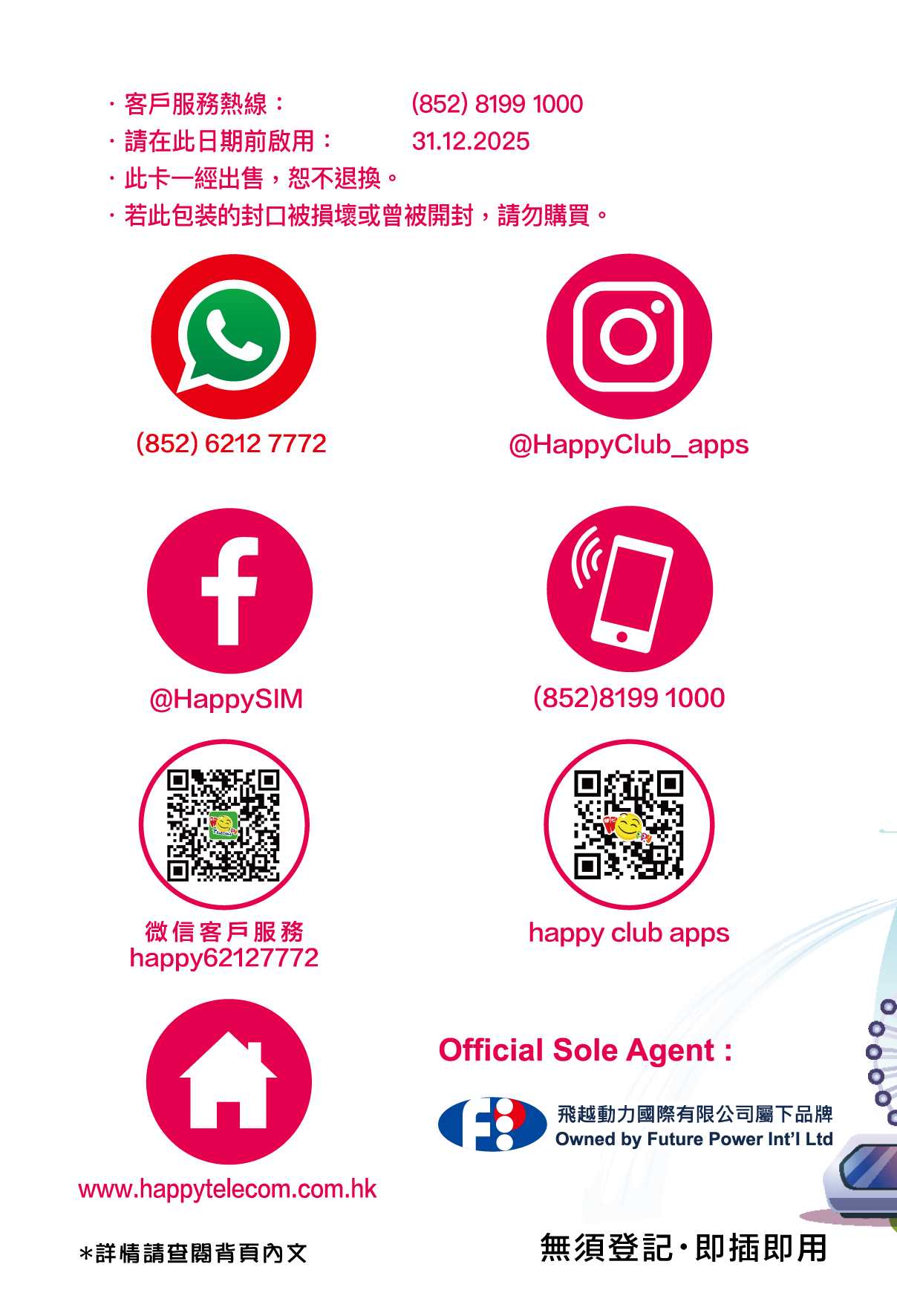 Happy Telecom 星馬泰 泰國 馬來西亞 新加坡 5G漫遊流動數據卡 8日 (FUP5GB)上網卡旅遊SIM咭 最後啟用日期 30-6-2026