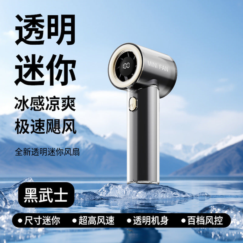 Y25 透明手持高速風扇 Y25 Portable Mini High-Speed Turbo Fan - Pocket-Sized, Powerful, Silent, USB Rechargeable with Digital Display
