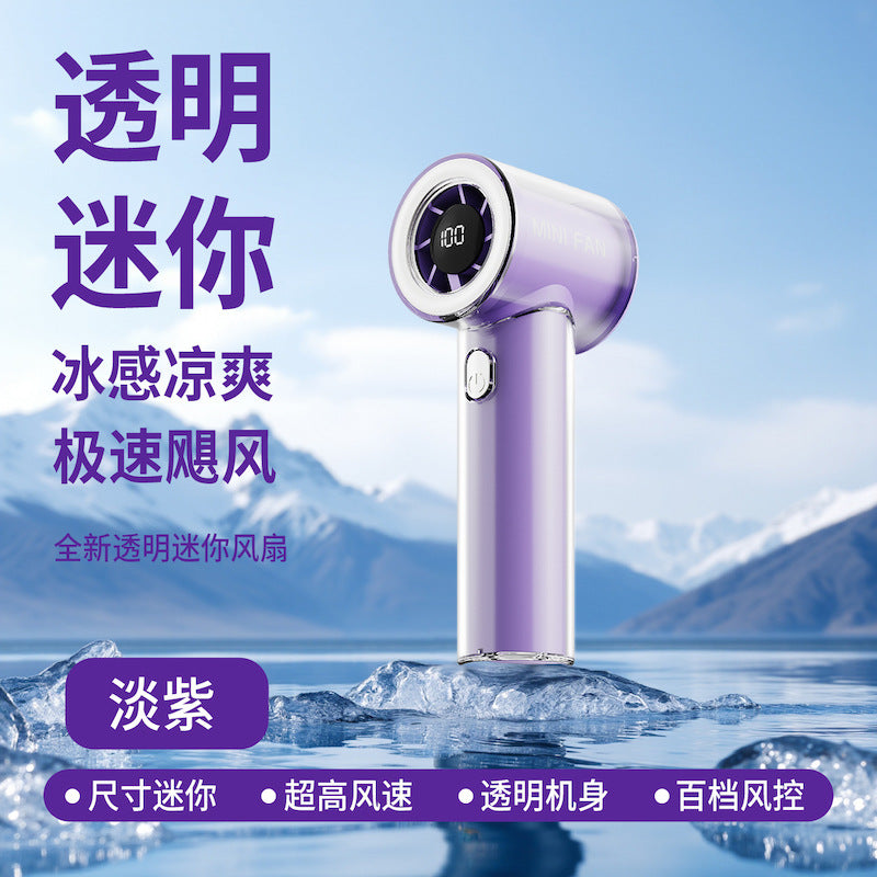 Y25 透明手持高速風扇 Y25 Portable Mini High-Speed Turbo Fan - Pocket-Sized, Powerful, Silent, USB Rechargeable with Digital Display