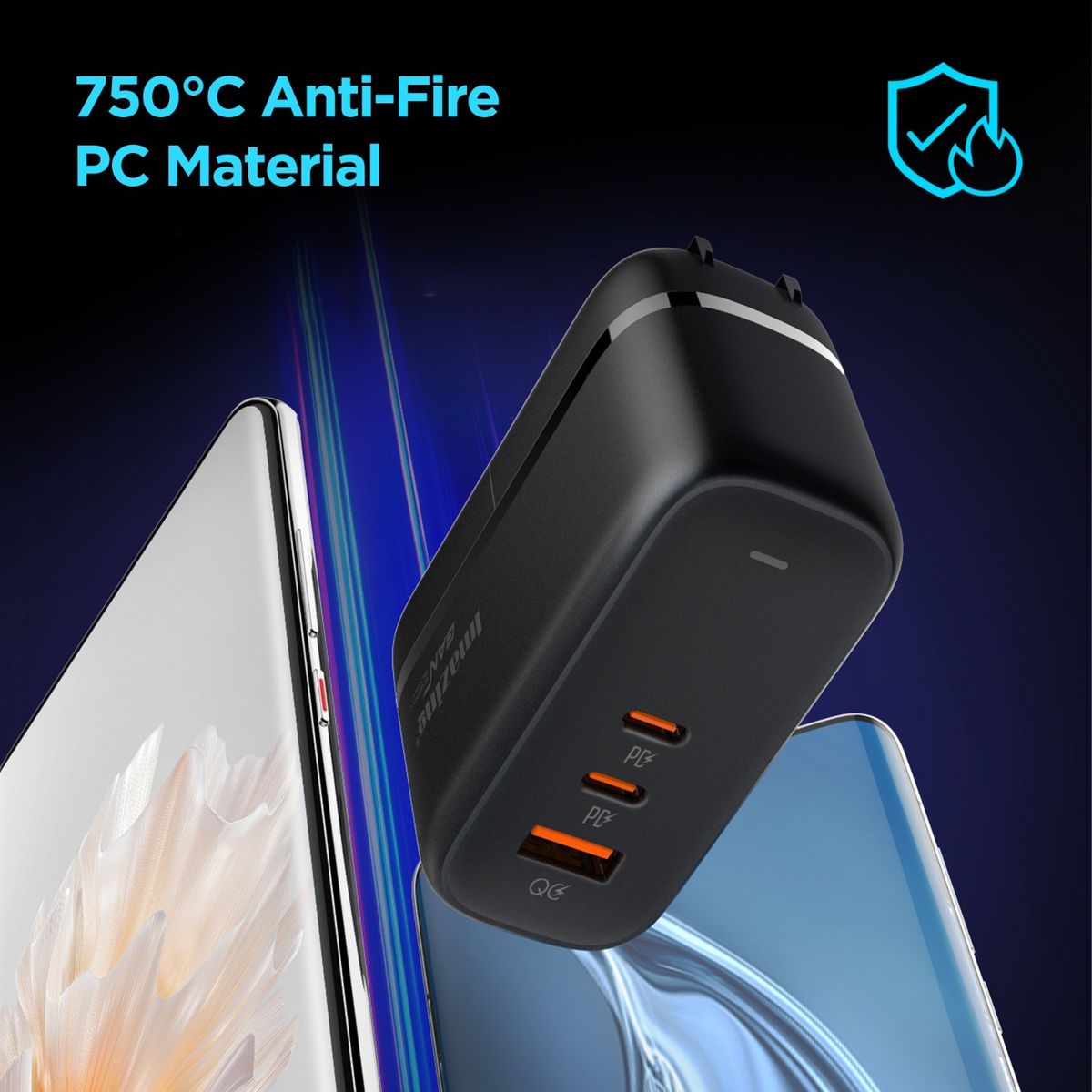 Imazing IM65 GaN 65W Travel Charger 旅行充電插座 火牛(黑色)
