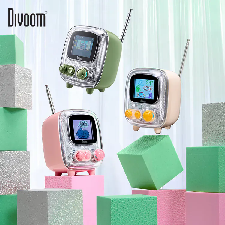 Divoom Tiivoo 2 - Pixel Bluetooth Speaker (Electronic Photo Album/FM Radio/Dynamic Lyrics)