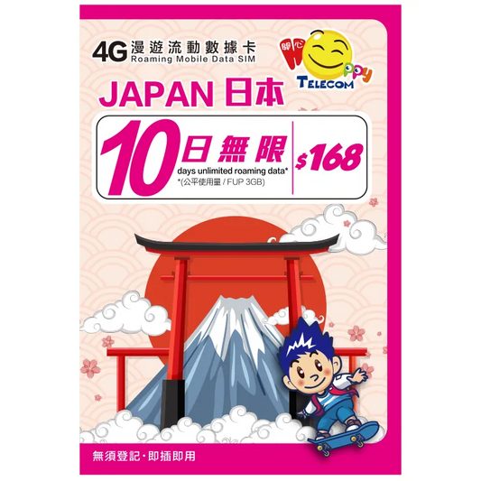 Happy Telecom Japan 10-Day Unlimited Data Card (FUP 3GB)