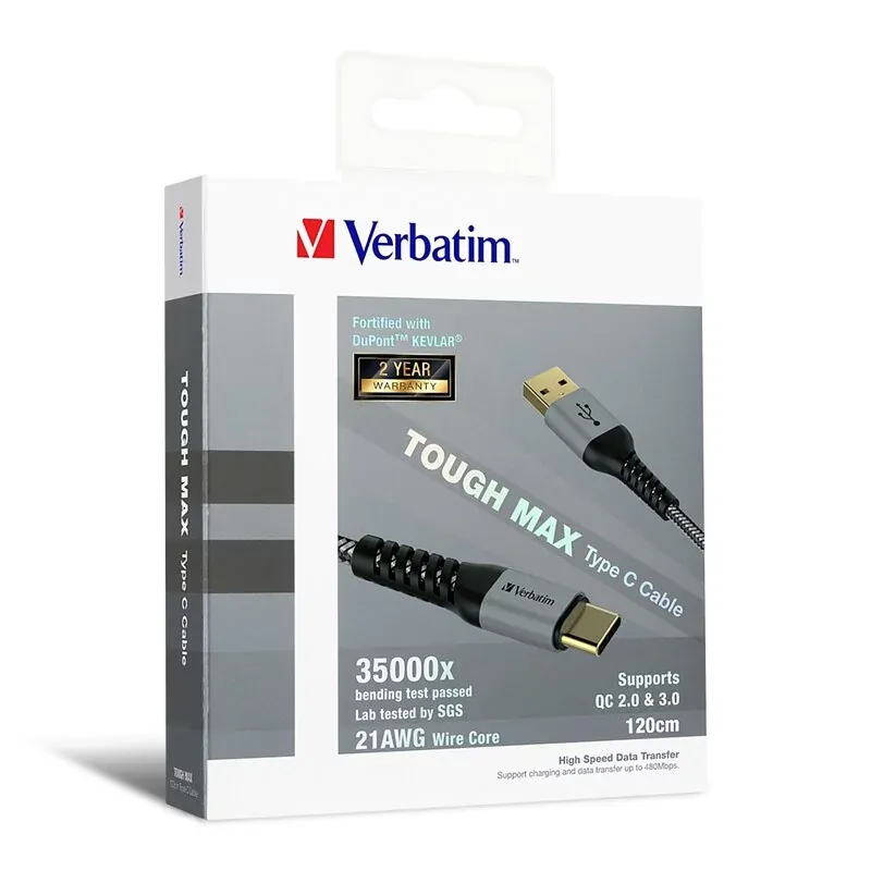 Verbatim Tough Max Type C Charging Transmission Cable (30cm)