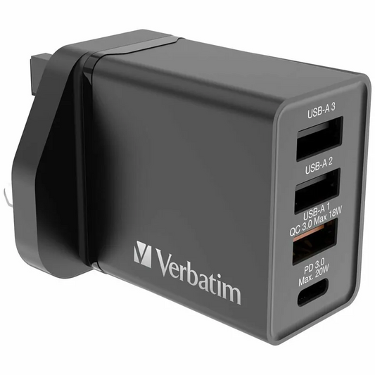 Verbatim 4-Port 30W PD &amp; QC 3.0 USB Charger