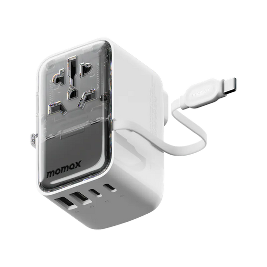 MOMAX 1-World+ Flow 35W Retractable Charging Cable Travel Socket (70cm) UA21