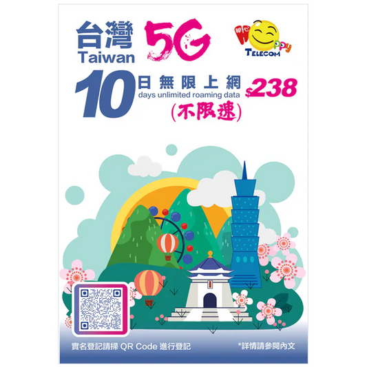 [Unlimited speed] Happy Telecom Taiwan 10-day 5G unlimited data card