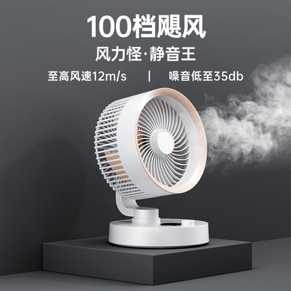 2025 新款循環風扇 | 100級風速調節 | 無級調整 | 桌面迷你風扇 | USB充電 | 便攜及壁掛式設計