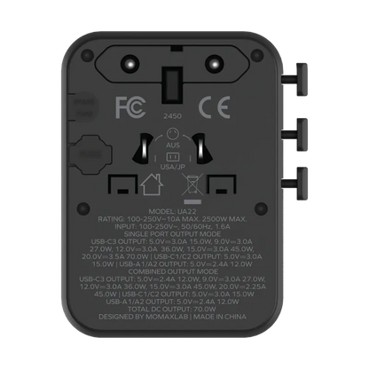 Momax 1-World2 70W GaN 5接口 雙AC 旅行插座 (UA22)