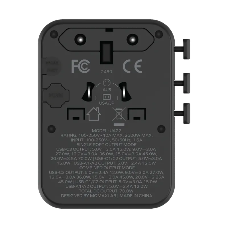 Momax 1-World2 70W GaN 5接口 雙AC 旅行插座 (UA22)