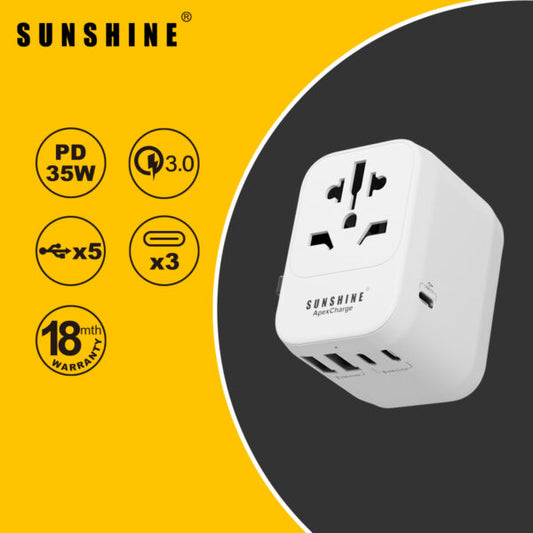 SUNSHINE TRA-35W Travel Adapter 旅行充電插座 旅行充電轉換插座（白色）