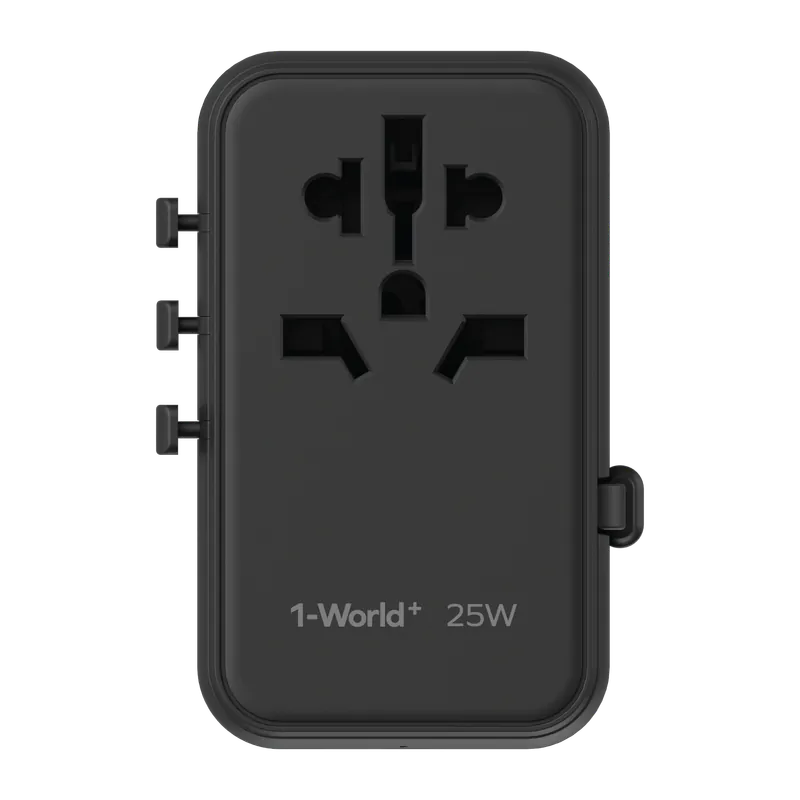 MOMAX 1-World+ 25W 3-插口 內建 USB-C 充電線 + AC 旅行充電插座