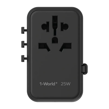 MOMAX 1-World+ 25W 3-插口 內建 USB-C 充電線 + AC 旅行充電插座