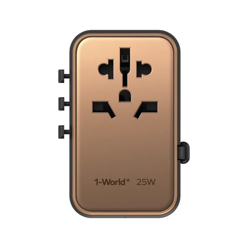 MOMAX 1-World+ 25W 3-插口 內建 USB-C 充電線 + AC 旅行充電插座