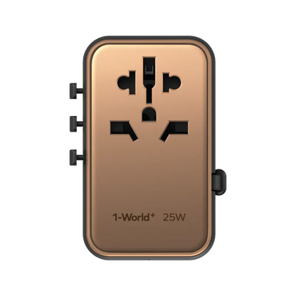 MOMAX 1-World+ 25W 3-插口 內建 USB-C 充電線 + AC 旅行充電插座