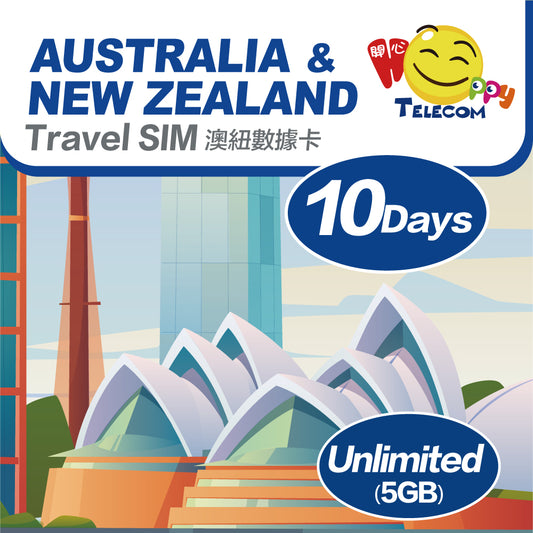 Happy Telecom 澳紐 10日5GB | 5G無限數據卡 旅遊旅行上網咭Travel SIM | Australia and New Zealand